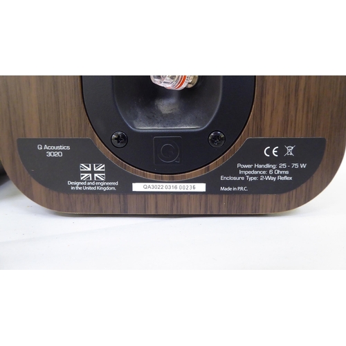 7 - A pair of modern teak effect cased Q Accoustics Model 3020 speakers  10