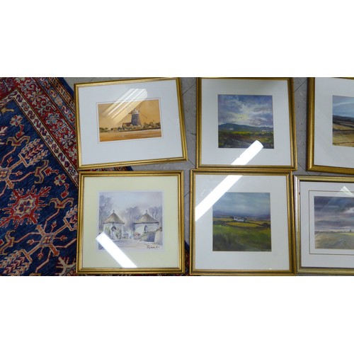 282 - Framed pictures and prints: to include landscapes  some signed  largest 10