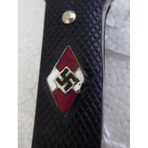 14 - A German Nazi Hitler Youth knife, an emblem on the handle, the blade with a motto  5.5