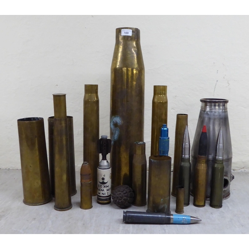 100 - Variously sized empty shell cases  largest 25