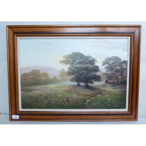 110 - Reg Brown - a rural landscape  oil on canvas  bears a signature  15