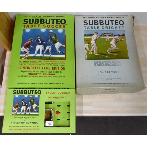 120 - Subbuteo model toys and accessories: to include Table Soccer Club Edition; and Table Cricket