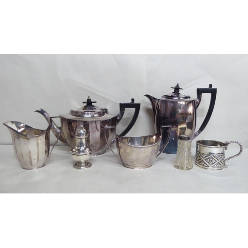 18 - Mainly silver plated tableware: to include a four piece tea set