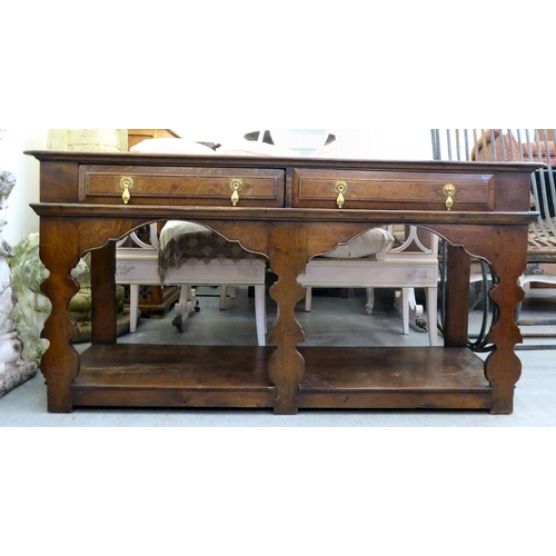 270 - A modern Georgian design oak dresser base with two drawers, on a platform base  27