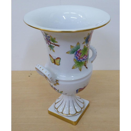 271 - A Herend porcelain twin handled pedestal vase, decorated with butterflies and flowers  10