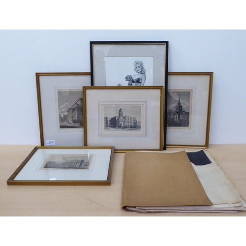 277 - Framed and unframed prints; and a folio of sketches and doodles