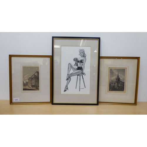 277 - Framed and unframed prints; and a folio of sketches and doodles