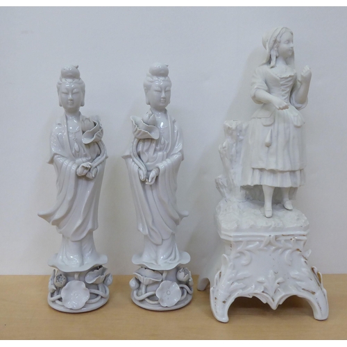 278 - Eight 20thC Chinese and European porcelain figures, in traditional attire  largest 8