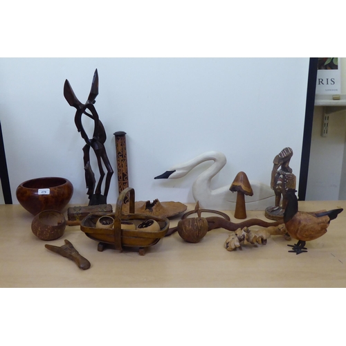 279 - Wooden collectables: to include burr elm, walnut and other tablewares