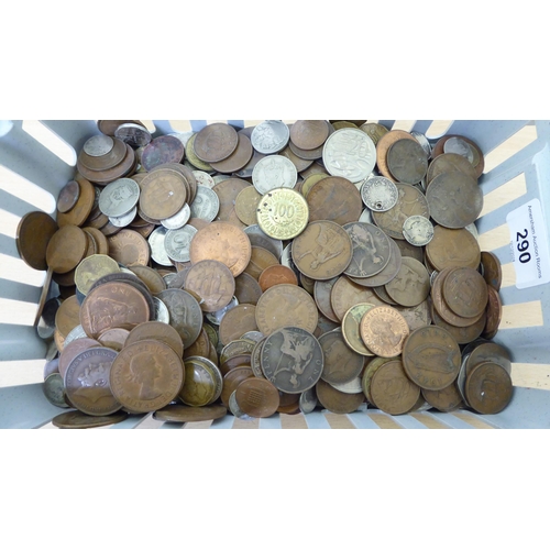 290 - Uncollated mainly British pre and post decimal coins, some pre 1946 examples: to include a £10 note,... 