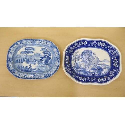 291 - A Victorian china meat plate, decorated in blue and white  20