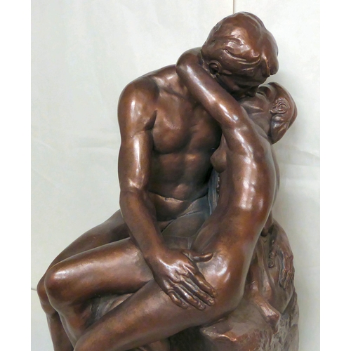 364 - After Rodin, a modern cast metal, bronzed effect replica 'The Kiss'  23