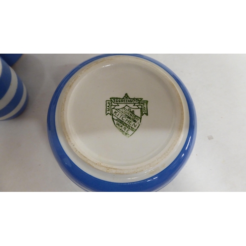 37 - Variously aged TG Green Cornishware china kitchenalia and tableware, decorated in traditional blue a... 