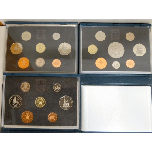 377 - A consecutive run of cased Royal Mint proof coin sets from 1990-1999