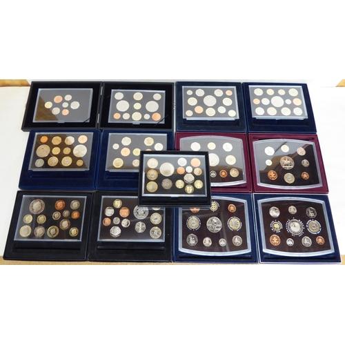 378 - A consecutive run of cased Royal Mint proof coin sets from 2000-2011