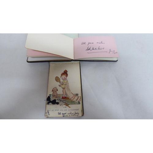 4 - Two autograph albums, containing signatures from the 1920s  mainly unidentified