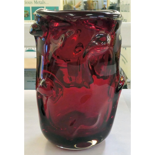 426 - A Whitefriars knobbly, red glass vase  9