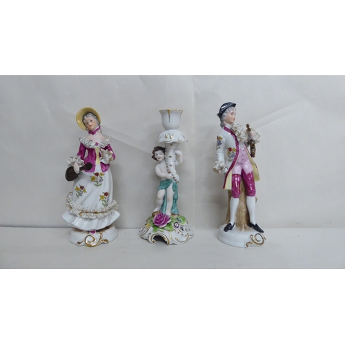 43 - Ten late 19th/mid 20thC European porcelain figures: to include ladies in period costume  largest 8