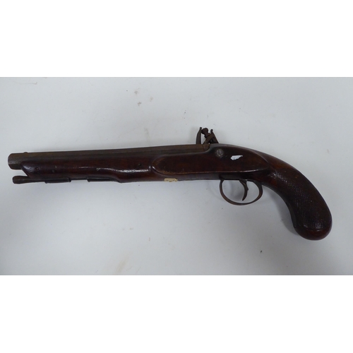 56 - A mid 19thC flintlock pistol with a walnut stock