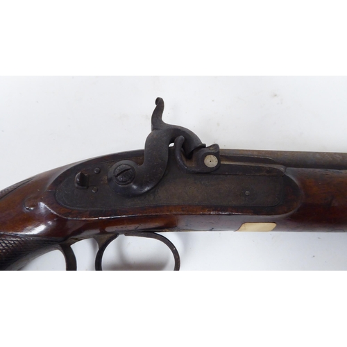 58 - An early 19thC Blanch percussion pistol with a walnut stock