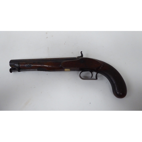 58 - An early 19thC Blanch percussion pistol with a walnut stock