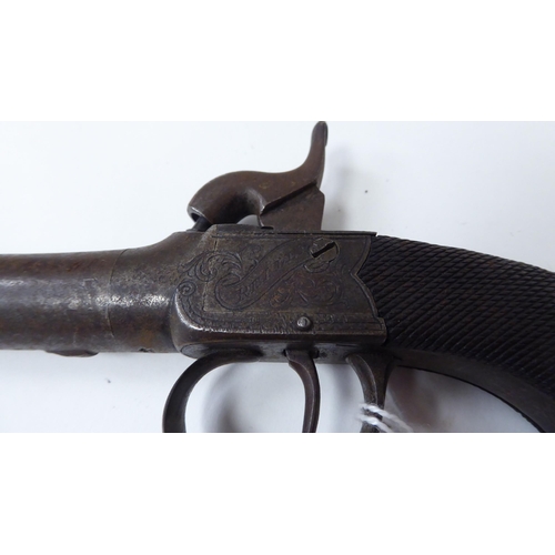 59 - An early 19thC Reilly percussion pocket pistol with a walnut stock