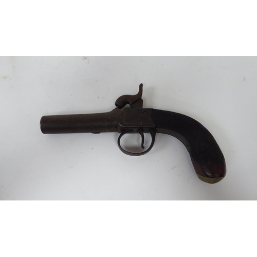 59 - An early 19thC Reilly percussion pocket pistol with a walnut stock