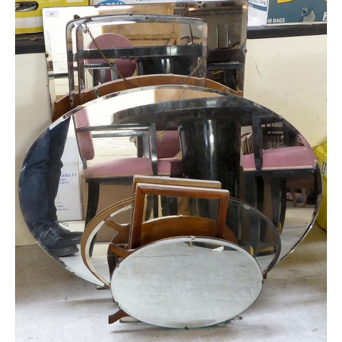 67 - A selection of unframed mirrors  largest 24