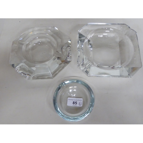 85 - Two similar Val St Lambert crystal ashtrays  65