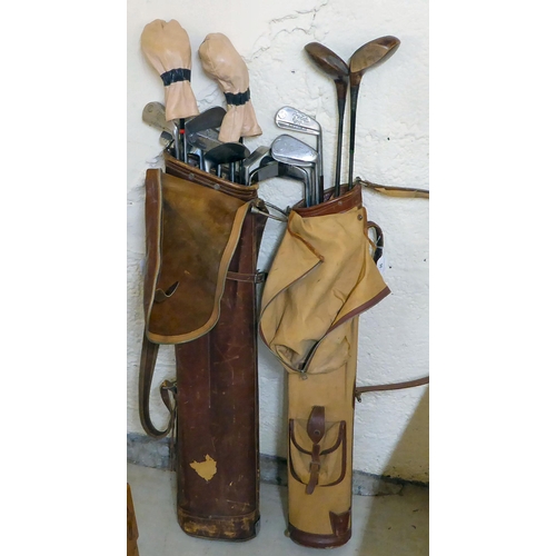 96 - Two bags of vintage golf clubs: to include woods and irons