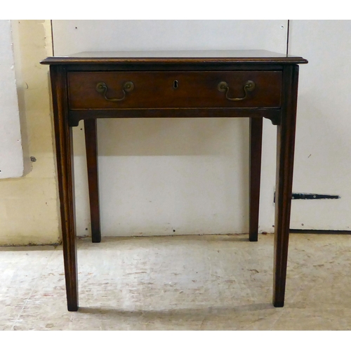 125 - A George III mahogany single drawer side table, raised on square legs  27