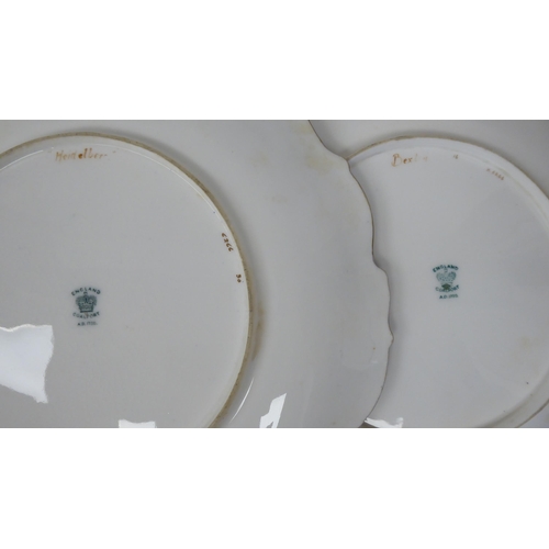 177 - Two pairs of late 19thC Coalport china wall plates, depicting 'Tantallon Castle' and 'Warwick Castle... 