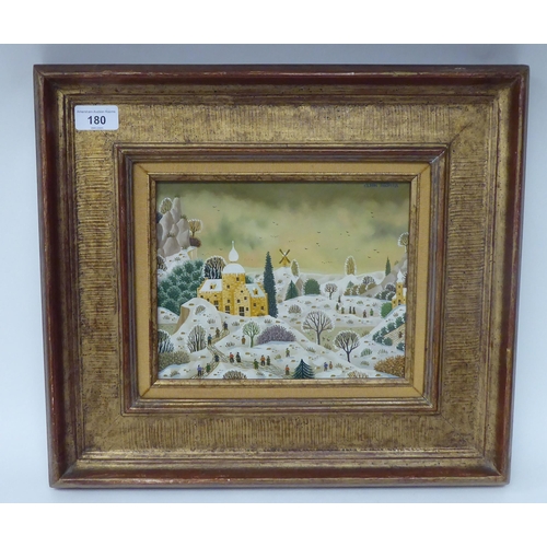 180 - Attributed to Alain Thomas - 'Paysage Sous La Neige'  oil on board  bears a signature &... 