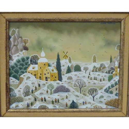 180 - Attributed to Alain Thomas - 'Paysage Sous La Neige'  oil on board  bears a signature &... 