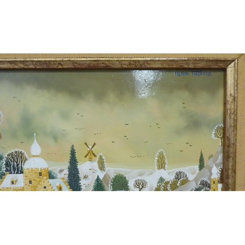 180 - Attributed to Alain Thomas - 'Paysage Sous La Neige'  oil on board  bears a signature &... 