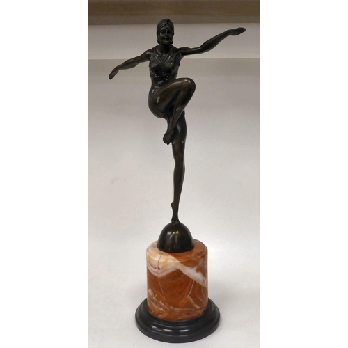 203 - After J.Philipp - a French Art Deco inspired cast and patinated bronze figure, a female dancer weari... 