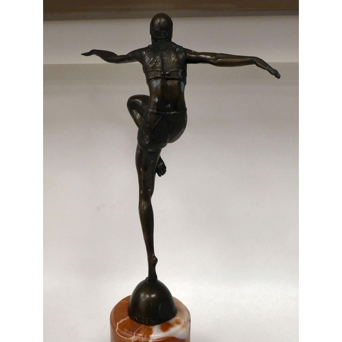 203 - After J.Philipp - a French Art Deco inspired cast and patinated bronze figure, a female dancer weari... 