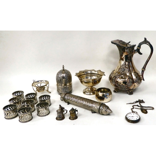 215 - Silver and white metal items: to include a pocket watch; and a pedestal bowl  mixed marks; and ... 