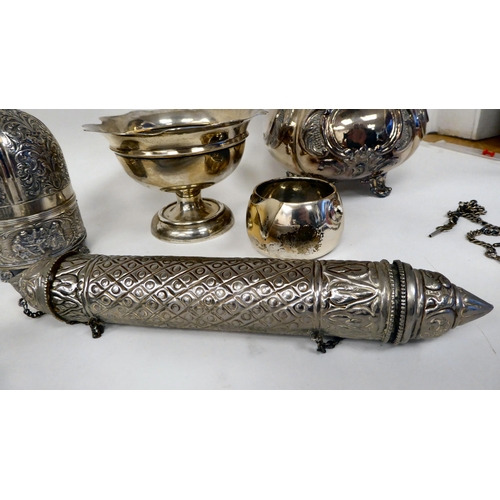 215 - Silver and white metal items: to include a pocket watch; and a pedestal bowl  mixed marks; and ... 