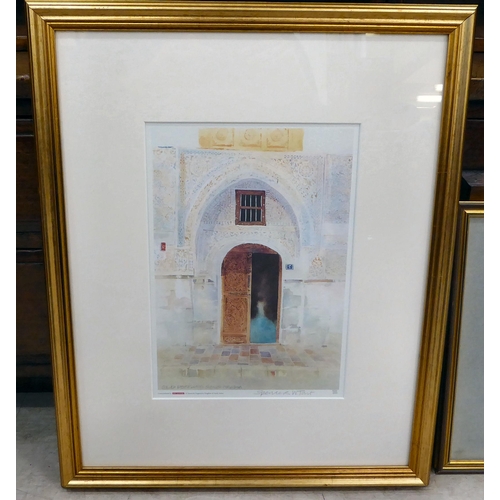 222 - Framed prints: to include two works after Spencer W Tart - two Arabian landscapes  coloured prints  ... 