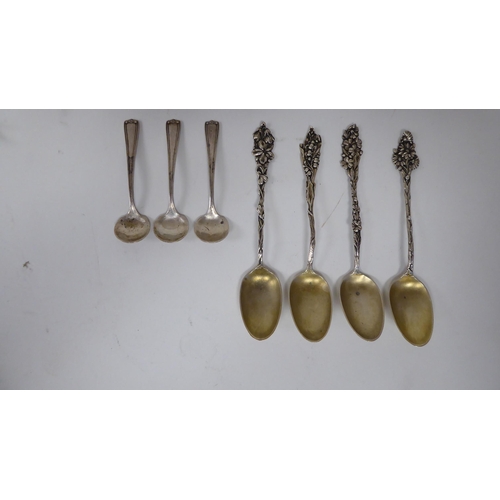 258 - Various Sterling silver flatware: to include a pair of serving tongs, spoons and forks  (combin... 