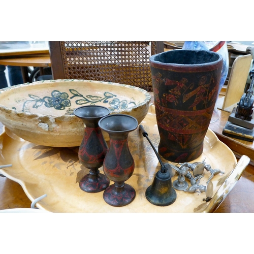 263 - A mixed lot of 20thC collectables: to include an Art Nouveau inspired brass water jug