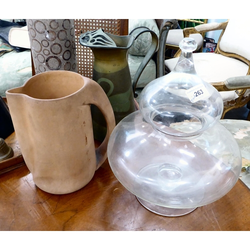 263 - A mixed lot of 20thC collectables: to include an Art Nouveau inspired brass water jug