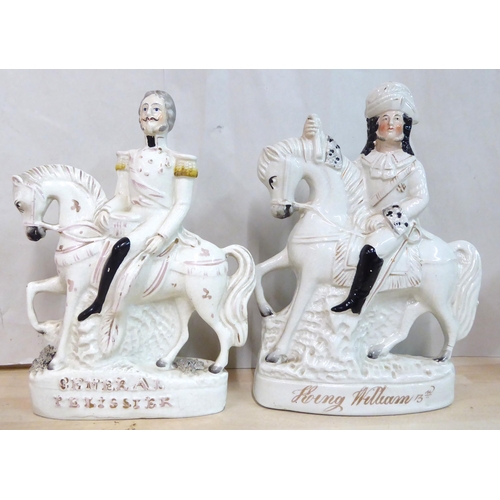 278 - 19thC Staffordshire pottery: to include figures on horseback; a horse; and novelty condiments  ... 