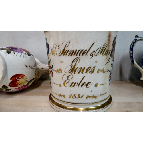 283 - Victorian period china pouring vessels  some bearing text