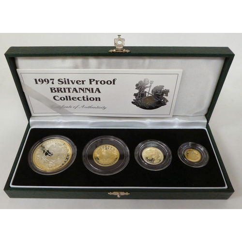 363 - A Royal Mint 1997 proof Britannia, four silver coin collection  cased with Certificate of Authe... 