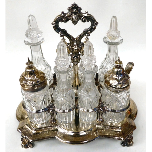 367 - A Victorian silver table cruet, enclosing eight glass receptacles  London 1871  (approx. 2... 