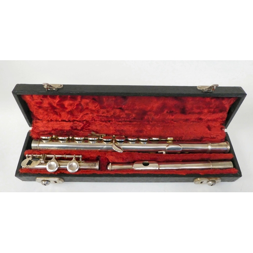 368 - A silver plated flute  stamped 64367  cased