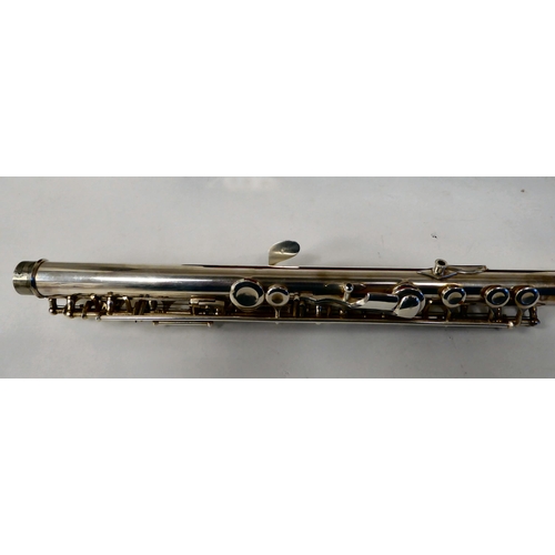 368 - A silver plated flute  stamped 64367  cased