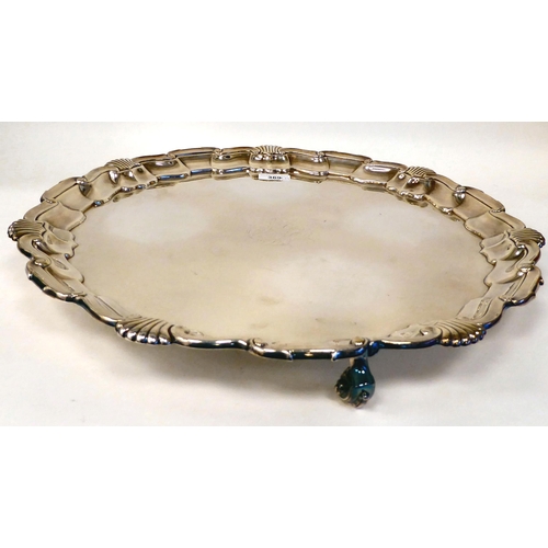 369 - A Mappin & Webb Georgian design Princes plate salver, elevated on shell feet  18